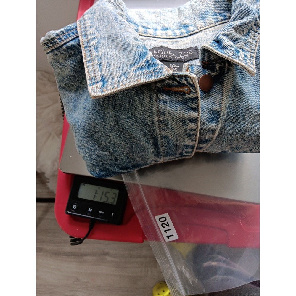 Rachel  Zoe Women's  Denim Jacket Button up  Light Wash Retro Motocycle Medium‎ - Picture 12 of 12